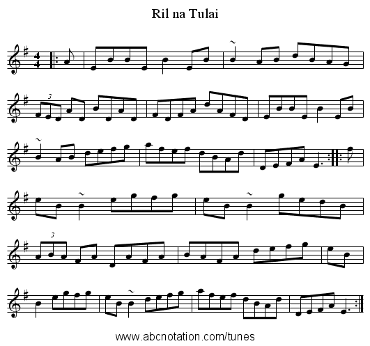 Ril na Tulai - staff notation