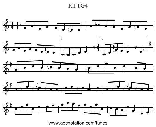 Ríl TG4 - staff notation