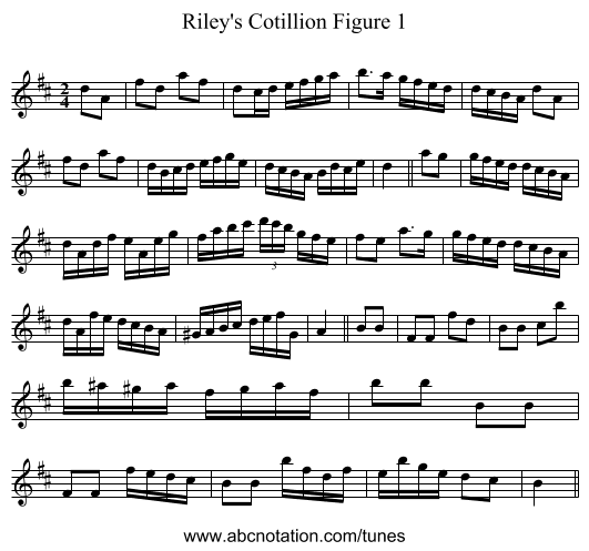 Riley's Cotillion Figure 1 - staff notation