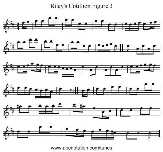 Riley's Cotillion Figure 3 - staff notation