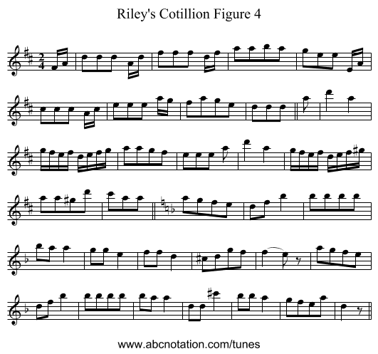 Riley's Cotillion Figure 4 - staff notation