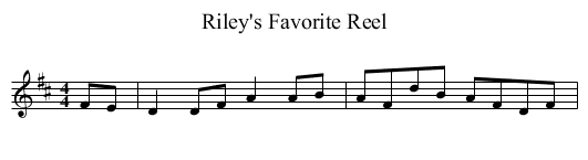 Riley's Favorite Reel - staff notation