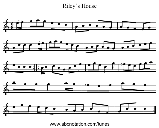 Riley’s House - staff notation
