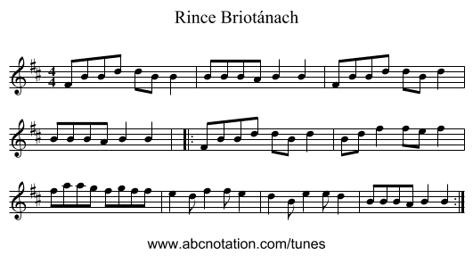 Rince Briotánach - staff notation