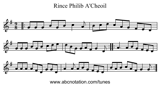 Rince Philib A'Cheoil - staff notation