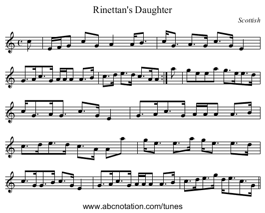 Rinettan's Daughter - staff notation