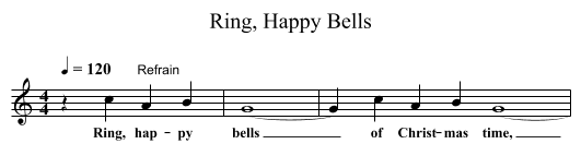 Ring, Happy Bells - staff notation