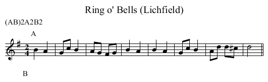 Ring o' Bells (Lichfield) - staff notation