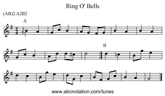 Ring O' Bells - staff notation