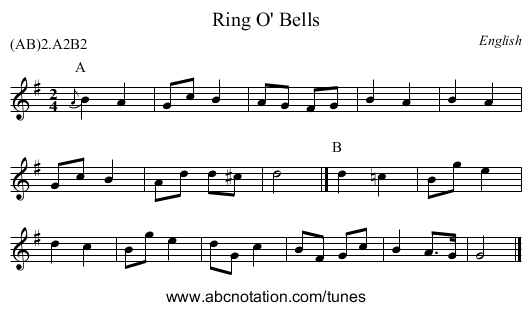 Ring O' Bells - staff notation