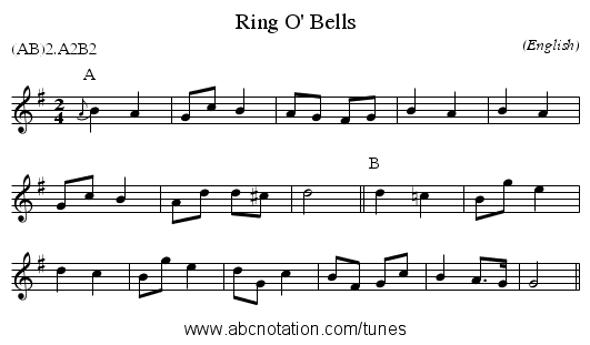 Ring O' Bells - staff notation