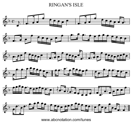 RINGAN'S ISLE - staff notation