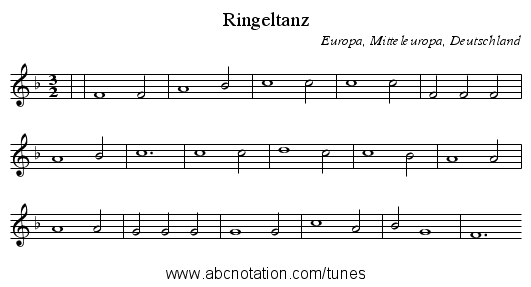 Ringeltanz - staff notation