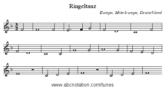 Ringeltanz - staff notation