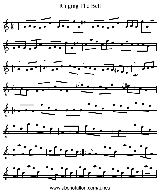 Ringing The Bell - staff notation