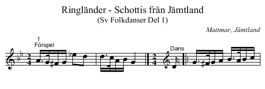 Ringländer - Schottis från Jämtland - staff notation