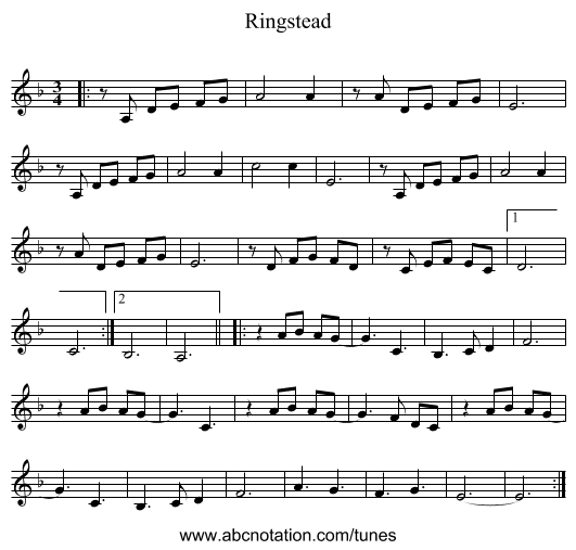 Ringstead - staff notation