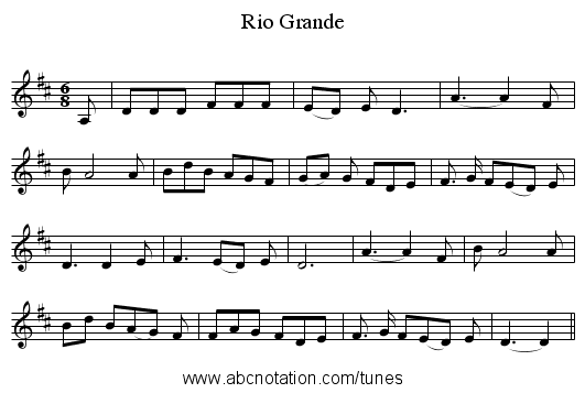 Rio Grande - staff notation