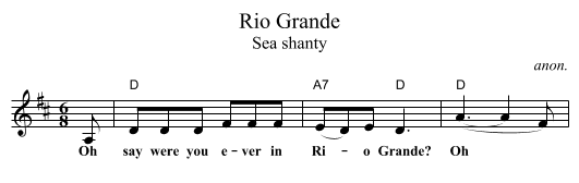 Rio Grande - staff notation