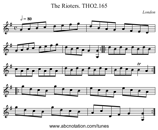 Rioters. THO2.165, The - staff notation