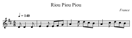 Riou Piou Piou - staff notation