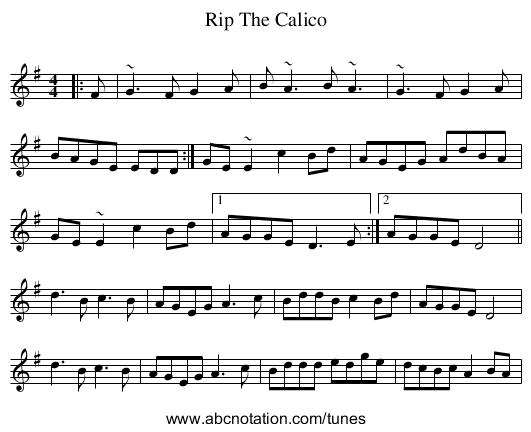 Rip The Calico - staff notation