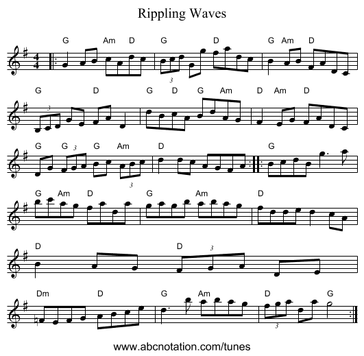 Rippling Waves - staff notation