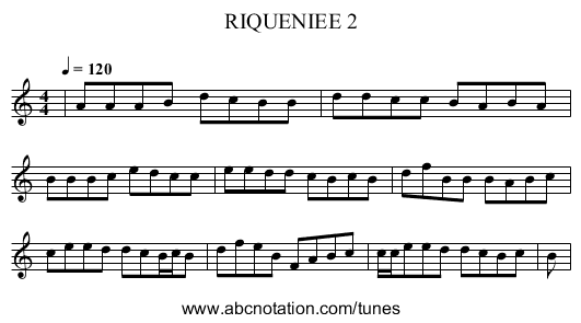 RIQUENIEE 2 - staff notation