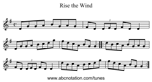 Rise the Wind - staff notation