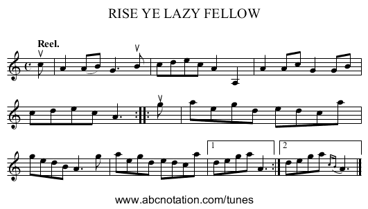 RISE YE LAZY FELLOW - staff notation