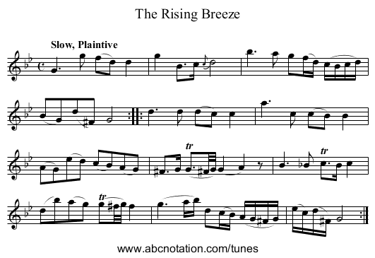 Rising Breeze, The - staff notation
