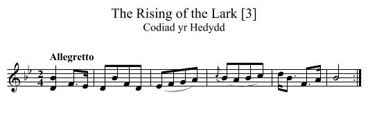 Rising of the Lark [3], The - staff notation