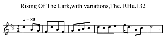 Rising Of The Lark,with variations,The. RHu.132 - staff notation