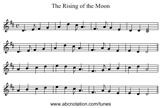 Rising of the Moon, The - staff notation