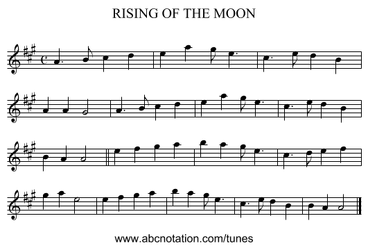 RISING OF THE MOON - staff notation