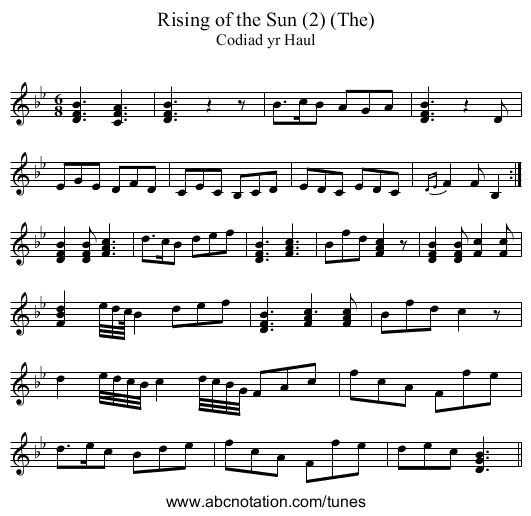 Rising of the Sun (2) (The) - staff notation