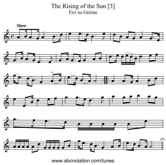 Rising of the Sun [3], The - staff notation