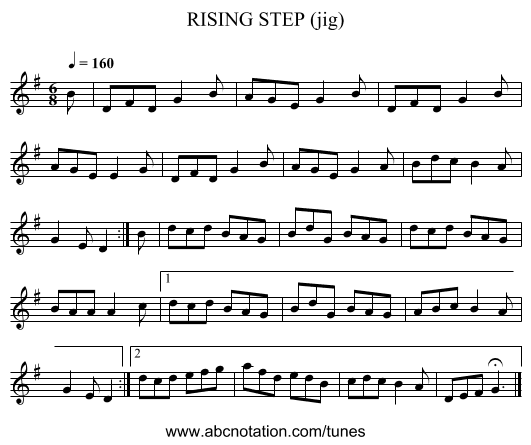 RISING STEP (jig) - staff notation