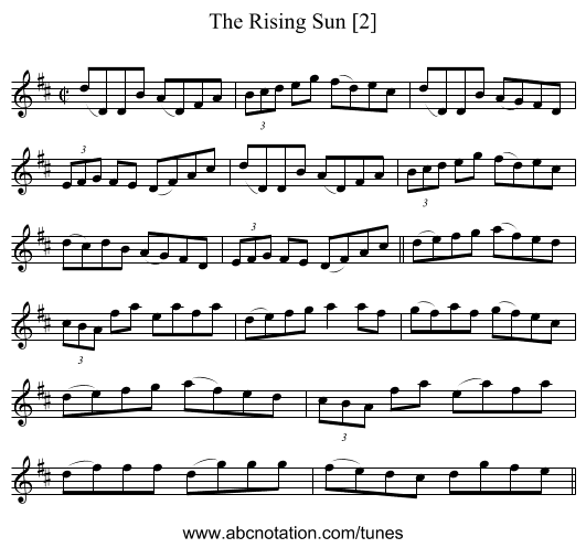Rising Sun [2], The - staff notation