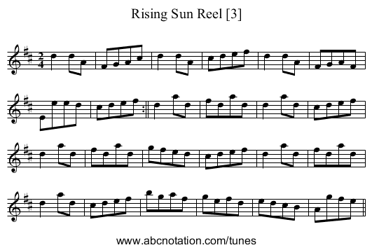 Rising Sun Reel [3] - staff notation