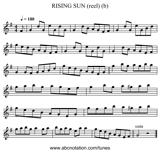 RISING SUN (reel) (b) - staff notation