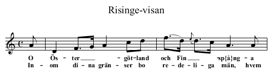 Risinge-visan - staff notation