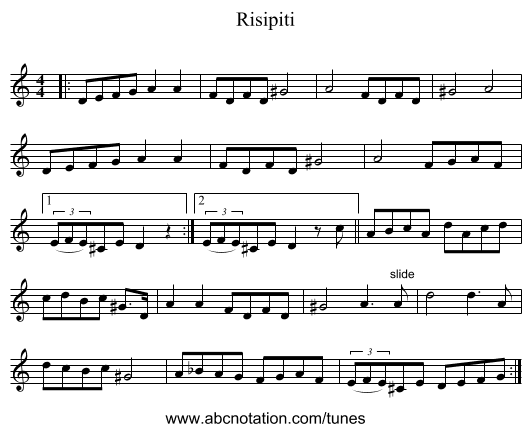 Risipiti - staff notation