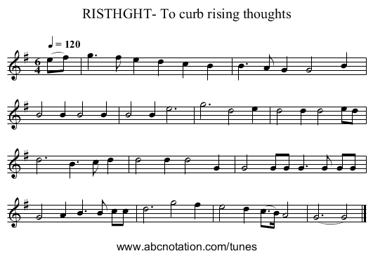 RISTHGHT- To curb rising thoughts - staff notation