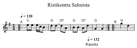 Ristikontra Salmista - staff notation