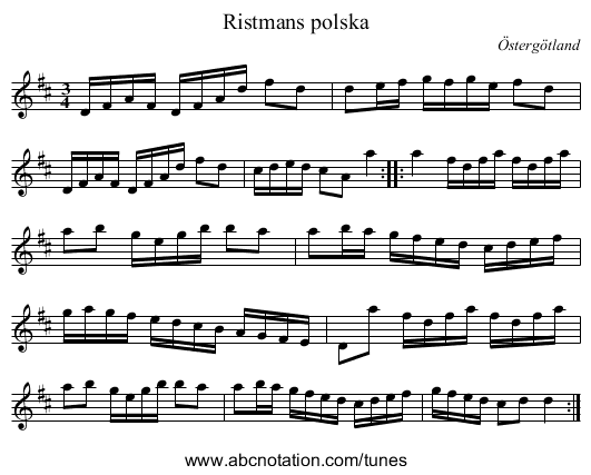Ristmans polska - staff notation
