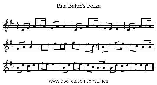Rita Baker's Polka - staff notation