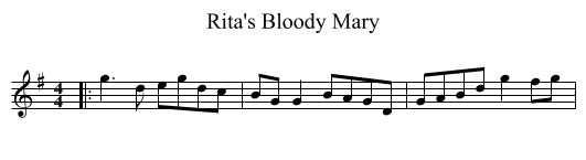 Rita's Bloody Mary - staff notation