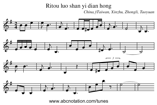 Ritou luo shan yi dian hong - staff notation