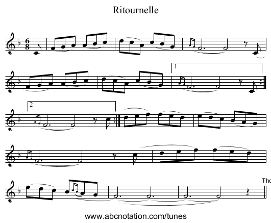 Ritournelle - staff notation